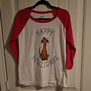 Soffe Red and White Happy Howlidays Shirt